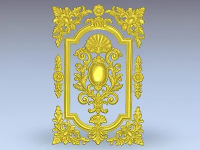 Classic decor  relief  ornament carved 01 3D model