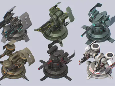 Plasma turret collection 3D Model Pack