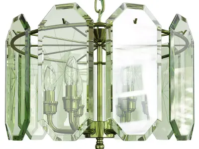 5 Light Polished Brass Interior Chandelier Low-poly 3D model
