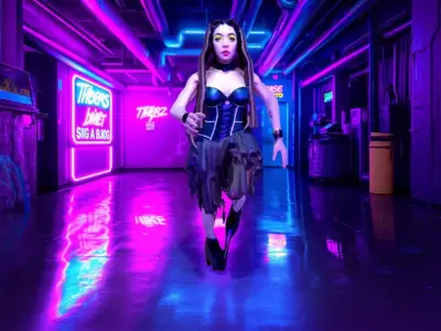 Cybergoth Dancer with Neon Accents Low-poly 3D model