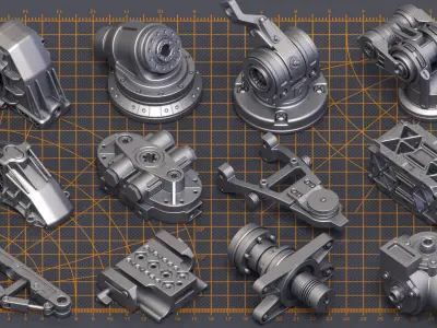 Mega Pack Hard Surface Kitbash 400 DETAILS 3D model