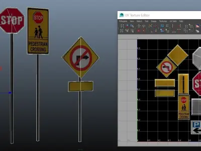 Street Sign Low-poly 3D model