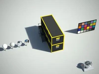Two Floor Site Office with Stairs Low-poly 3D model
