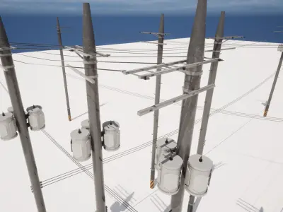 Korean Utility pole Low-poly 3D model