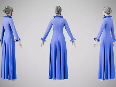 Dress 29 Very Light Blue Low-poly 3D model