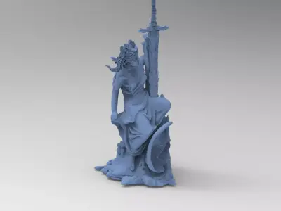 Lady of the lake book statue 1 3D model