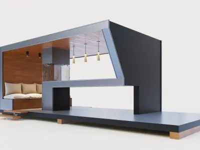 Gazebo with bar counter 3D model