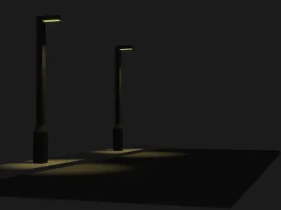 Low-Poly Street With Street Lamps Low-poly 3D model