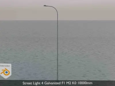 Street Light 4 Galvanized F1 M2 K0 10000mm Low-poly 3D model