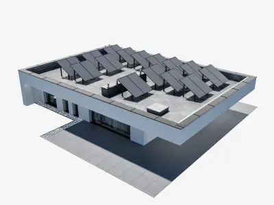 Modern house 23 at night 3D model