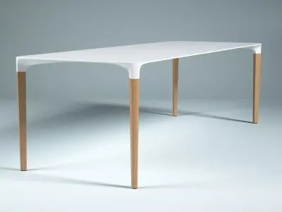 Beam dining table with wooden legs 3D model