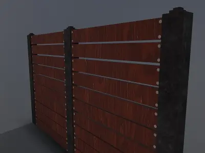Dark wood fence Low-poly 3D model