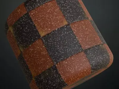 Retro Checkered Granite Tiles PBR Seamless Texture