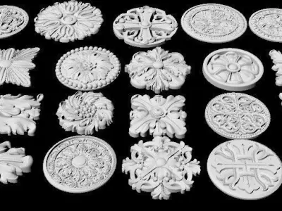 20 high quality carved rosettes 3D model