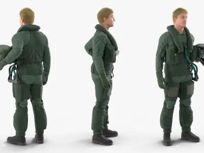  Jet Fighter Pilot with Helmet in Hand Fur 