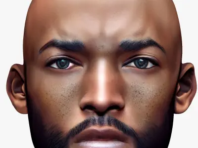 Black african male head Realistic Perfect Head Low-poly 3D  Low-poly 3D model