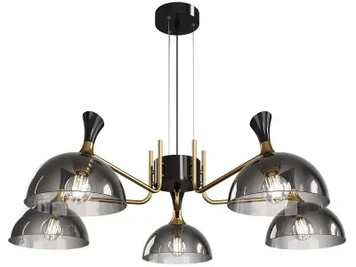 AMANDA five light chandelier with gold and glass shades Low-poly 3D model