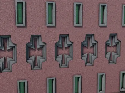 Reichsbahn Berlin Castle Plaster Red Low-poly 3D model