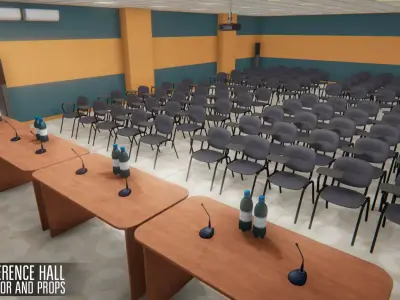 Conference hall - interior and props Low-poly 3D model