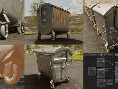 Metal Garbage Dumpster Low Poly Remastered Low-poly 3D model