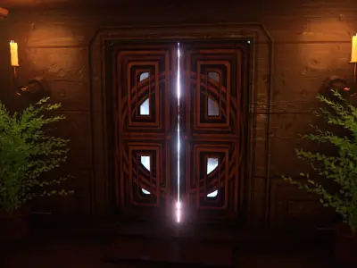 Library wooden door  Low-poly 3D model
