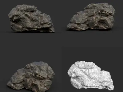 Black Boulder Beach Rock Collection 210804 Low-poly 3D model