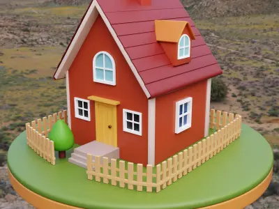 Simple Low-Poly 3D House Exterior Model 3D model