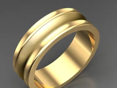 Light Gold Diamond Men Ring 2MR072 3D model