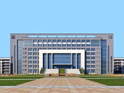 Modern School Campus with Stadium 3D model