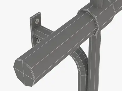Double fixed ballet barres system 3D model