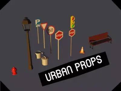 Urban Props Low-poly 3D model