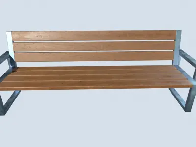Street bench low poly pbr game ready Low-poly 3D model 5