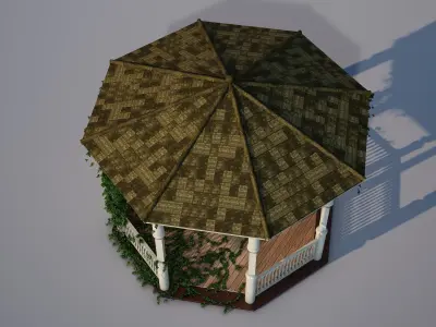 wooden pergola Low-poly 3D model