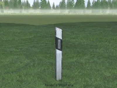 Delineator posts with white reflectors R Low-poly 3D model