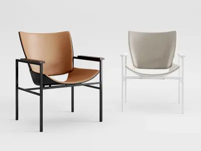 Shell Square Armlounge with Upholstered Seat and Bac 3D model