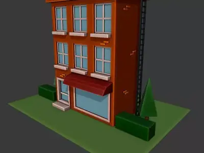 Low poly Building brick Low-poly 3D model