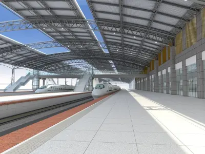 High-Speed Railway Station 2 3D model