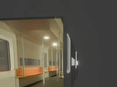 A train subway carriage fully textured and includes lighting 3D model