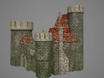 Medieval fortress 3 Low-poly 3D model