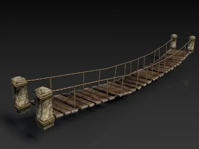 Low poly rope bridge Low-poly 3D model