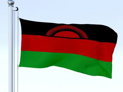 Animated Malawi Flag Low-poly 3D model