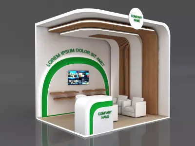 Booth Exhibition Stand Stall 4x3m Height 360 cm 2 Side Open 3D model