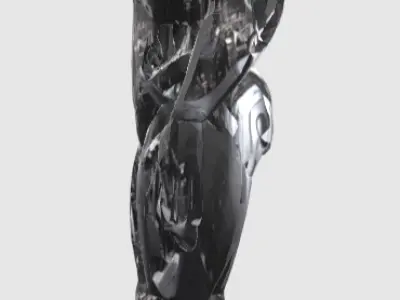humanoid robot with black metal and mechanical look Low-poly 3D model