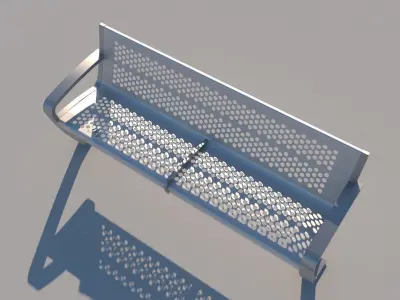 Metal outdoor bench Low-poly 3D model