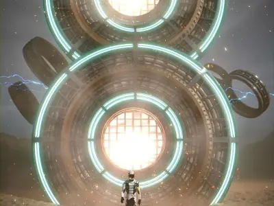 Portal on Desert Low-poly 3D model