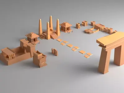 Egypt Old Style City Low Poly Low-poly 3D model