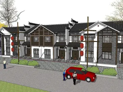 Bed and Breakfast - architecture along the street 3D model