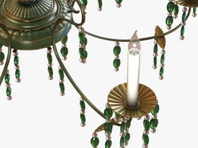 Large Green Crystal Two-Tier Chandelie 3D model