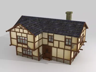 Cartoon medieval house 1 3d Low-poly 3D model