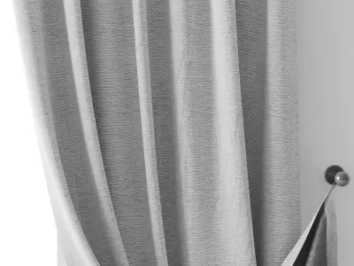 curtain empty room with curtains and wooden floor 3D model